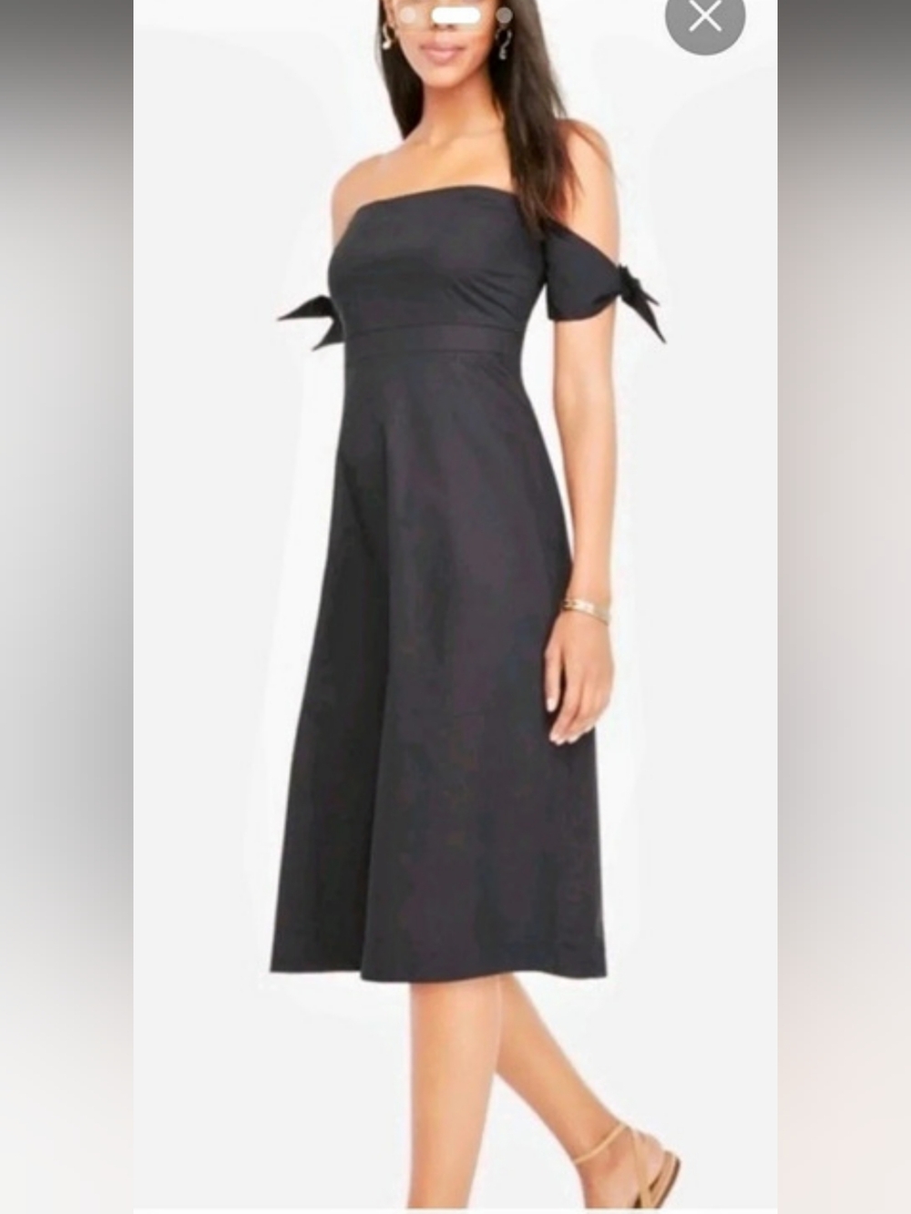 Ann Taylor Smocked Back, Off Shoulder Midi Dress Black Dress Size 0